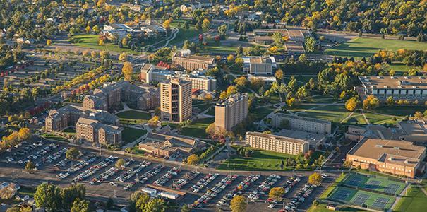 Aerial shot of the University of Northern Colorado's campus