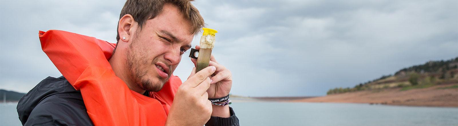 A biology student in the field